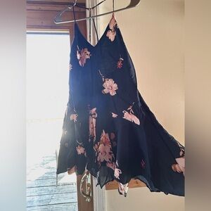 Forever 21 Navy Slip Dress with Pink Floral Print